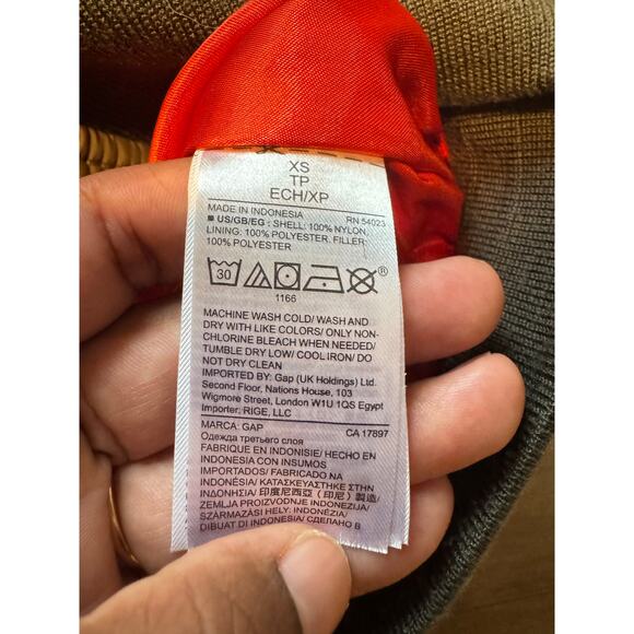 GAP Women’s Bomber Jacket XS Olive Green Nylon Orange Lining Military Style - Picture 3 of 7